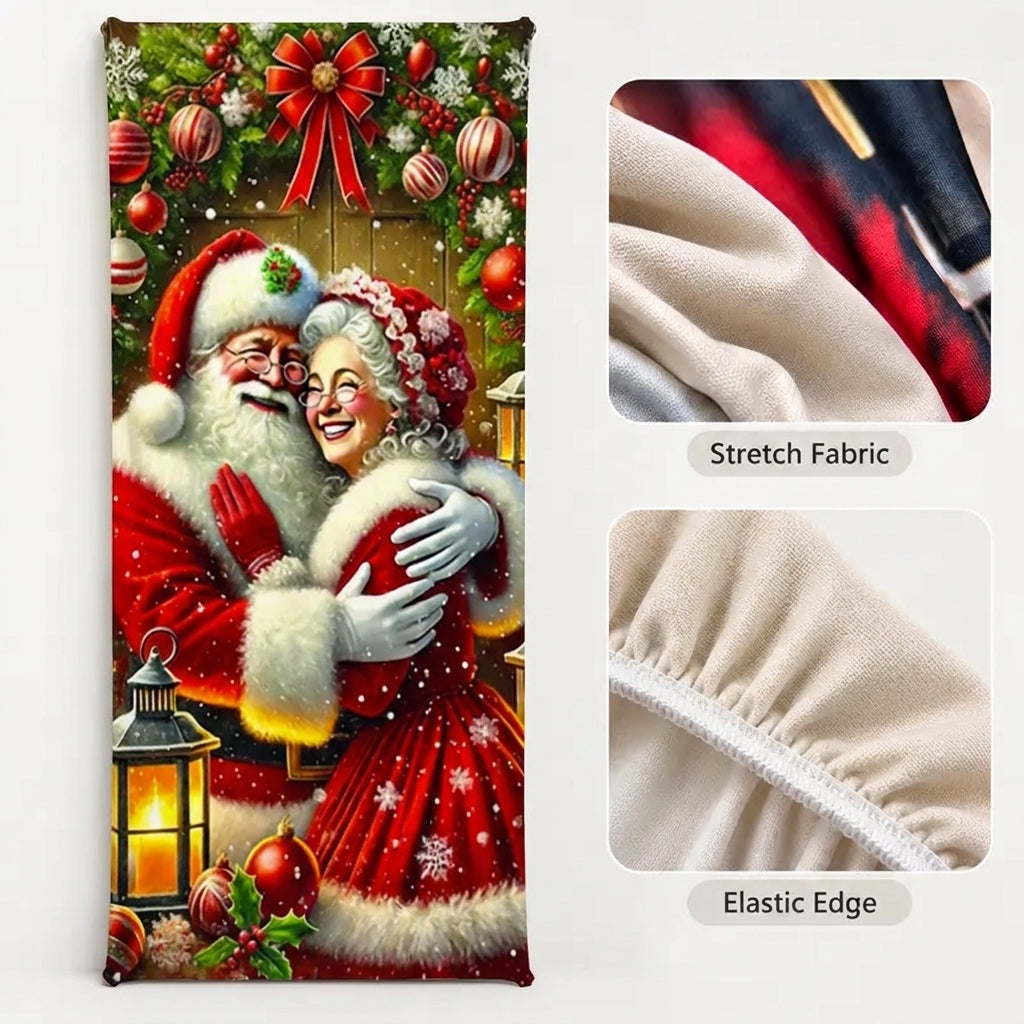 Stretch-Fit Santa & Reindeer Christmas Door Cover