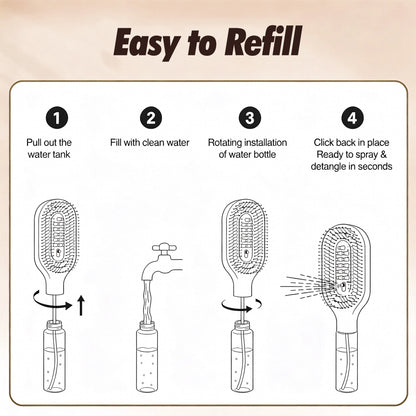 MistBrush™ 3-in-1 Misting Hair Brush – Spray, Detangle & Massage