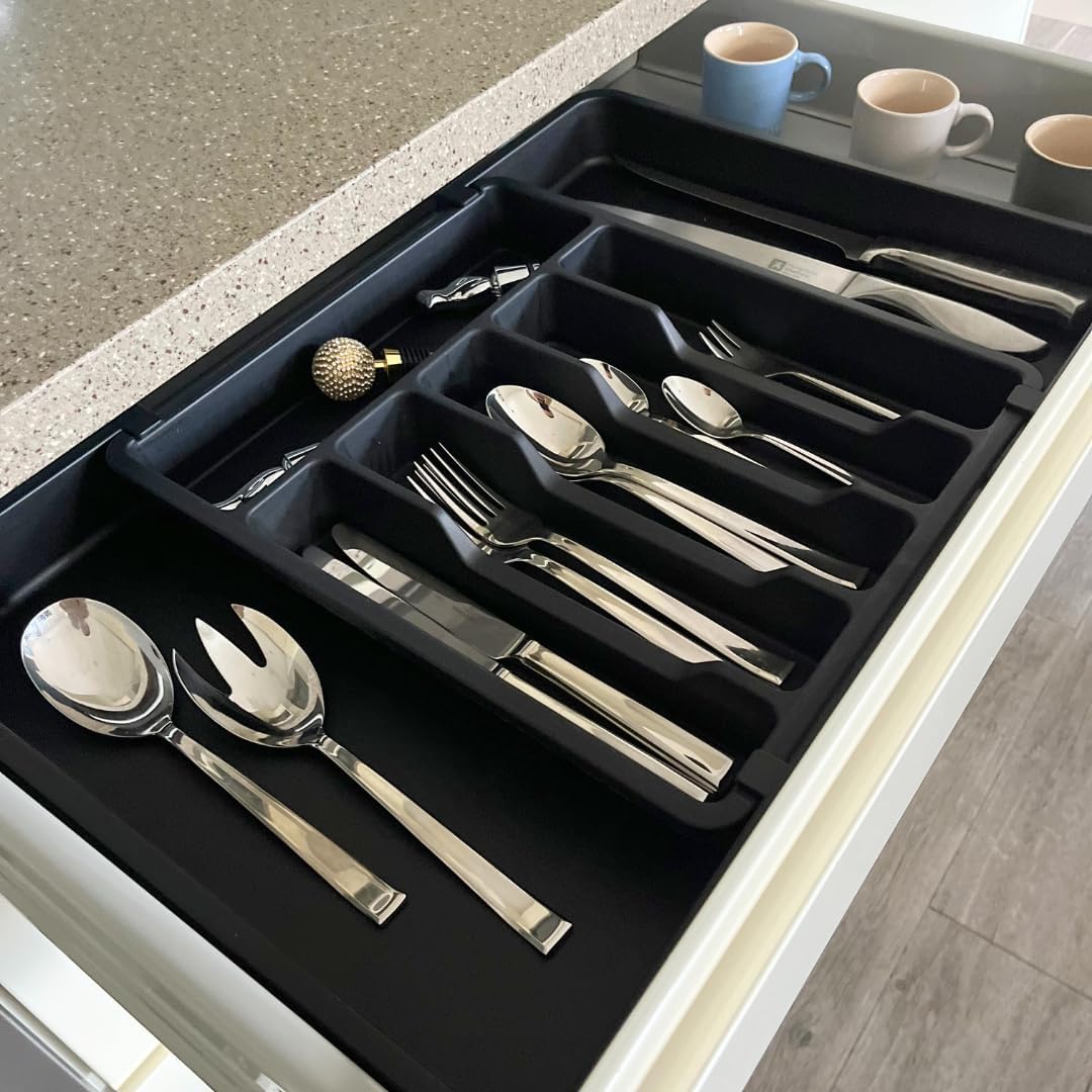 Cutlery Drawer Organiser, Expandable Utensil Tray for Kitchen & Adjustable