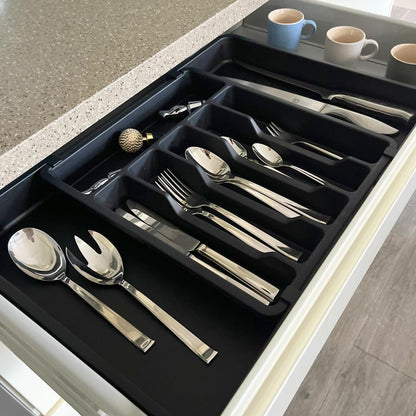 Cutlery Drawer Organiser, Expandable Utensil Tray for Kitchen & Adjustable