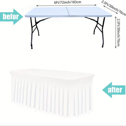 Elastic Table Cover for Wedding Banquet, Table Skirt, Outdoor, Home Party