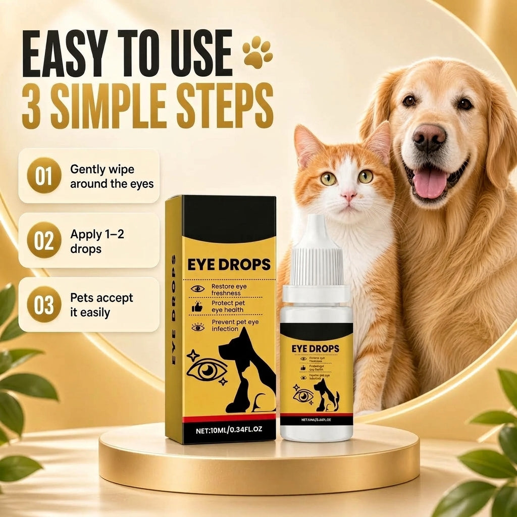 Eye Care Solution for Cats and Dogs—for daily tear stain cleaning; gentle care, mild formula, and easy to use.