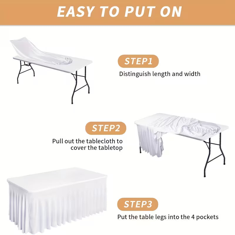 Elastic Table Cover for Wedding Banquet, Table Skirt, Outdoor, Home Party